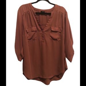 Torrid Womens Georgette Harper Blouse Shirt Plus Size 2x 3/4 Sleeve